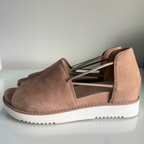 Eileen Fisher Ken Tumbled Nubuck Leather Sandal Elastic Platform Size 8 - Picture 5 of 11